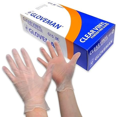 100 Disposable Clear Vinyl Gloves | Powder Free | Latex Free | Strong & None Sterile Cooking Kitchen Cleaning Saftey Multipurpose Strong Large