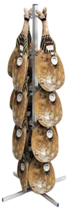 BALSAT Expositor Colgador De Jamones Vertical | Jamonero Profesional 360º Para 16 Jamones | 200x80x80 | Soporte Inoxidable y Duradero | Apto Uso Alimentario | Ideal Charcuterías y Restaurantes