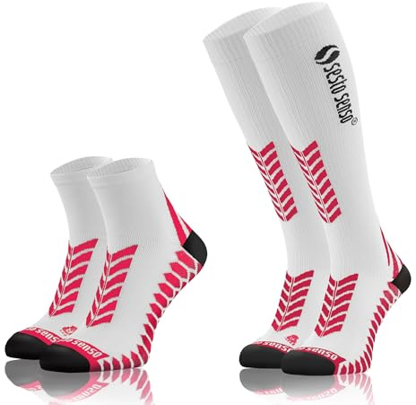 sesto senso 2 Paar Sneaker Laufsocken und Kompressionsstrümpfe Sportsocken Damen Herren