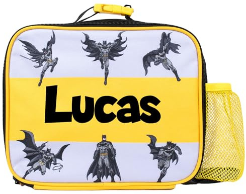 Bolsa de almuerzo personalizada BATMAN para niños, lonchera térmica aislada para niños, color negro