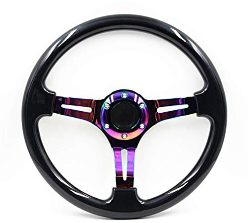Auto-Lenkrad, Sport-Lenkrad, 350 mm, Autorenn-Lenkrad, 35,6 cm tief, schwarz, klassisches ABS-Lenkrad (Farbe: Schwarz)