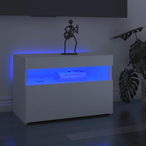 NITCA Mobili Porta TV LED, Mobile Porta Televisore, Salotto Soggiorno Modernomobile in Legno, Mensole, Bianco 60x35x40 cm