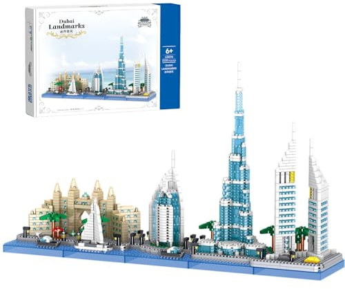 Tirff Dubais Sehenswürdigkeiten Baustein Set, 2220 Klemmbausteine Weltberühmtes Architekturmodell, Mini-Baustein-Bausatz, MOC Konstruktionsspielzeug Geschenk für Erwachsene und Teenager
