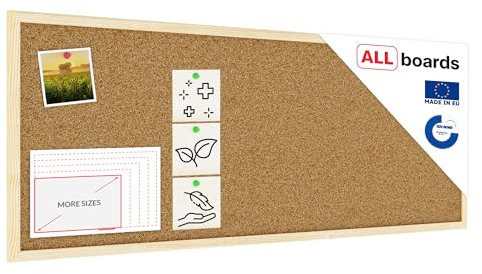 ALLboards Tableau en Liège avec Cadre en Bois 100×40 cm Tableau d'Affichage Liège, Tableau pour Épingles