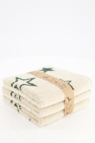 Cawö Seiftücher Christmas Edition Sterne 792 3er Set Natur-grün - 34