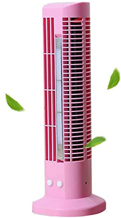 Ventilador de torre, pequeño ventilador de escritorio de pie, con 2 velocidades, luz nocturna con ángulo ajustable de 2 atenuaciones, alimentación USB, ventilador personal sin aspas for el hogar, dorm