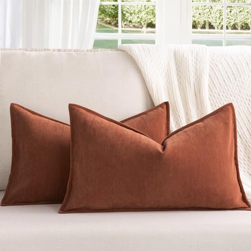 ZWJD Rost Kissenbezug 40x60 2er Set Chenille Kissenbezüge Sofakissen Kissenhüllen mit elegantem Design, weiche und luxuriöse dekorative Dekokissen für Couch, Bett und Heimdekoration
