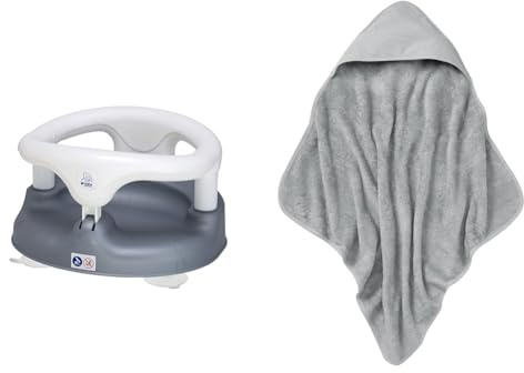 Rotho Babydesign Baby Badeset mit Baby-Kapuzenhandtuch und Badesitz