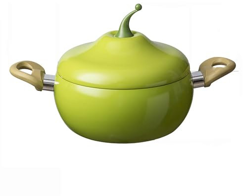 YLFFFZXK Enamel Cast Iron Stock Pot Tomato Cocotte,Nonstick Soup Pot Pasta Can,Cute Vegetable Shape,Multifunction Cooking Pot with Handles for Thanksgiving Grill,Oven Backyard Cooking,Avocado pot