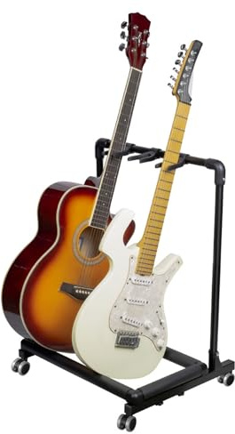 Multi-Gitarrenständer, Metall- und EVA-Displayhalter für Mehrere Gitarren mit Rädern für Folk-Akustik-E-Gitarren (FL-13W)