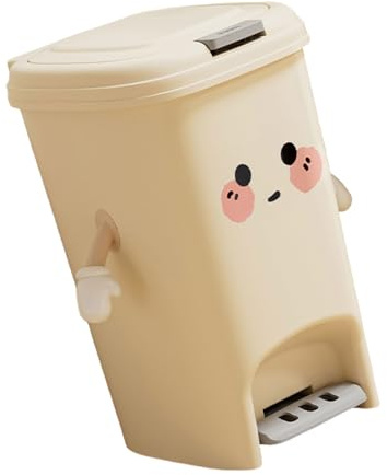 MDHQ Poubelle à double ouverture de couleur crème avec mécanisme à pression et marche 8 L, 10 L, 15 L, grande capacité pour un usage domestique
