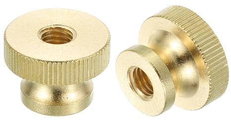 sourcing map Knurled Thumb Nuts, 6pcs M8 x D23mm x H16mm Brass Knurled Nut with Collar High Head Through Hole Adjusting Nuts for 3D Printer Parts