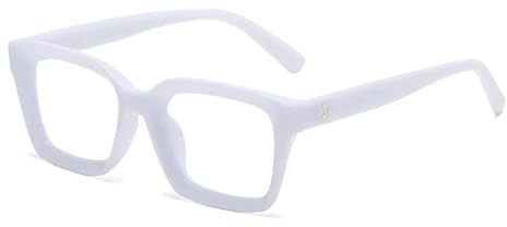 WFFZTZW Brillengestelle für Damen im Retro-Stil mit Nieten, modisches Brillengestell (weiß)