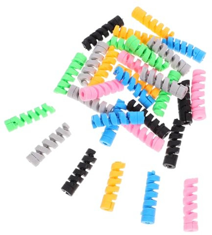 MOLUCKFU 30pcs Silicone Charging Cable Protectors Cord Saver Covers Flexible Small Data Cable Protective Sleeve for Phone Chargers in Green Yellow Dark Gray Pink Blue and Gray for Home and Office Use