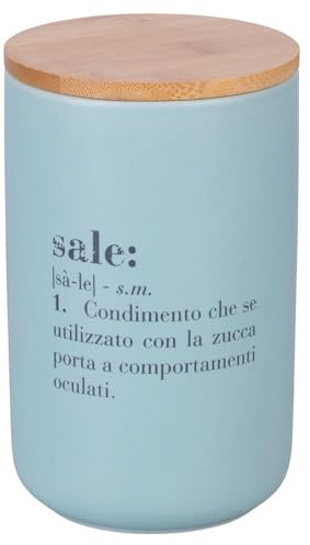 Villa d'Este Home Tivoli 1996 Pot à sel 1000 ml en céramique, couvercle en bambou, Victionary