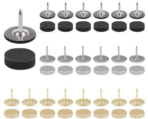 UFURMATE Magnetische Reißzwecken, 60 Stück, gemischte Farben, Poster- und Fotoaufhänger, magnetische Reißnägel für Korktafel, Metall-Pinnnadeln zum Auszahlen von Fotos (Schwarz, Gold, Silber)