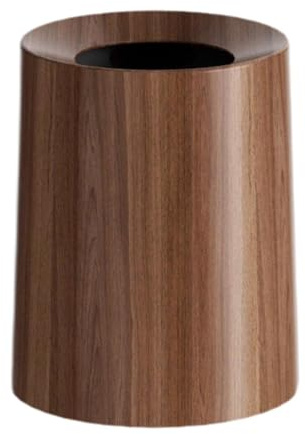 TAIZhiChen Poubelle Imitation Grain de Bois, Corbeille à Papier Ronde Intérieure et Extérieure, Corbeille à Papier élégante, Poubelle pour Chambre, Entrée, Salle, Brun Foncé, 8l