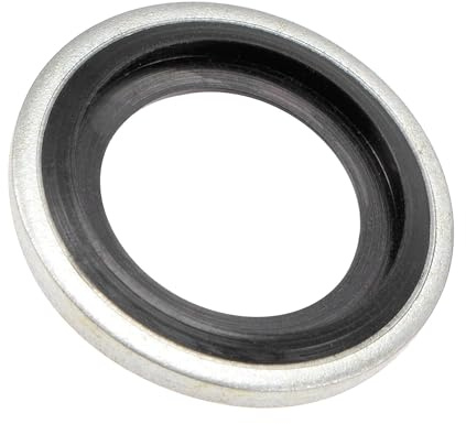 TA-VIGOR 10Pcs M14 Bonded Sealing Washers, 11.38 x 19.9 x 2mm Metric Flat Rubber Oil Ring Gaskets, Metal Neoprene Drain Plug Washers for Plumbing Seal