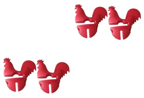 Cabilock 4 pcs Silicone Rooster Pot Lid Lifters Heat Resistant Kitchen Gadget Spill Preventing Decorative Holder for Cooking Overflow Control