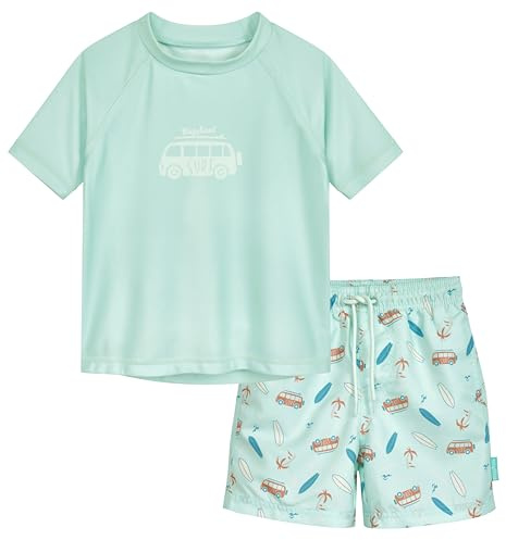 Playshoes Jungen Zweiteiler Rash-Guard-Set, Surf-Bus Shorts, 134-140