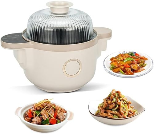 LYFDPN Pentola Completamente Automatica, Macchina da Cucina Intelligente, Cottura Rapida da 1400 W, Coperchio con Arresto Automatico, Rivestimento Antiaderente
