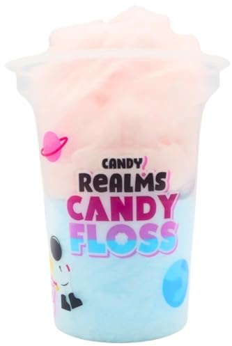Candy Realms Two-Tone Cotton Candy – Vegan & Vegetarian-Friendly, Strawberry and raspberry flavour spun sugar, Perfect for Parties (PACK OF 12, Strawberry and raspberry flavour)