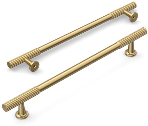 Amerdeco 10 Pack Champagne Bronze Cabinet Pulls 7.5 Inch(192mm) Hole Centers Kitchen Cabinet Handles Solid Zinc Alloy Cabinet Hardware Drawer Pulls AM020