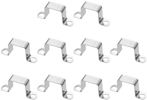sourcing map Lot de 10 colliers de serrage carrés 35 x 35 mm en acier inoxydable 304 avec boucle de tube carré en forme de U pour câble de tuyau, argenté