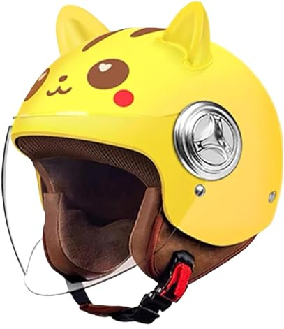 Casques De Moto pour Enfants。pour Garçons Et Filles Âgés De 3 À 15 Ans Demi-Casque，pour Enfants avec Pare-Soleil HD,Certification ECE Casque De Moto Scooter A,54-59CM