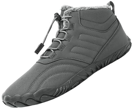 Generiska vinter barfotaskor herr, fodrade sneakers herr, vandringsskor, halkfria vinterskor platt sula, sportskor, mjuka lätta promenadskor, herrlöparskor för fritid, camping, GRÅ, 36 EU