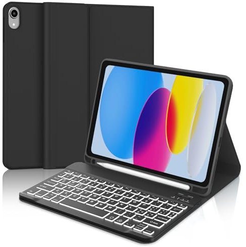 Zoo_huuie Tastiera per iPad A16 11/10 Generazione (2025/2022), Cover con Tastiera per iPad 11 Gen 11 Pollici/10 Gen 10.9 Pollici, Bluetooth Magnetica Retroilluminata QWERTY Keyboard, Nero