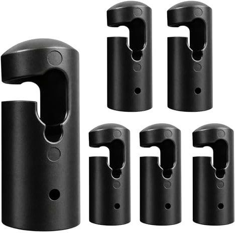 Clever Leon Tappo per Trampolino per Rete con Anello Tipo G - Cappuccio per Palo 25mm - Stabile e Resistente ai UV - Montaggio Rapido - Accessori per Trampolini 8-15ft - Nero 6 Pezzi