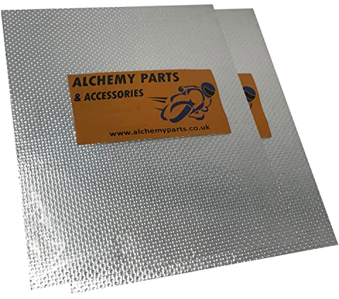 Alchemy Parts 2 X Selbstklebend Auspuff Motor Hitzeschutz Blatt 40 x 33cm Ideal Für Motorrad Auto - Aluminium & Reflektierend