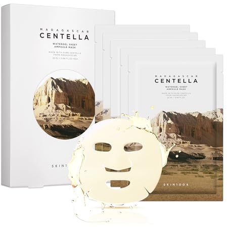 SKIN1004 Madagascar Centella Watergel Sheet Ampoule Mask, 5ea, Korean Face Mask with Centella Asiatica, Hydrating Face Mask Sheet infused with Centella Ampoule for Deep Hydration, Korean Skin Care