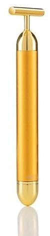 DFENCE 24K Golden Beauty Bar ansiktsmassageapparat T-form anti-veck-anti-åldrande ansiktslyftning vibrationsapparat för känslig hudhälsa, omedelbar ansiktslyftning, hudsträckning