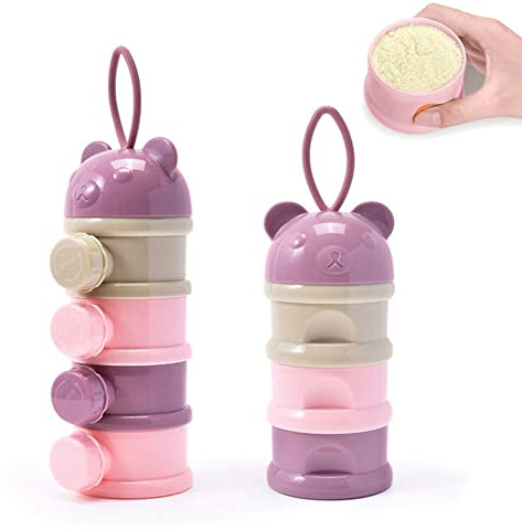 Mjölkpulverdispenser, 2 stycken mjölkpulver förvaringsbehållare, sidoöppning mjölkpulver låda, bärbar förvaringsbehållare, för sigillmjölkpulver förvaringsbehållare för resor utomhus (lila)