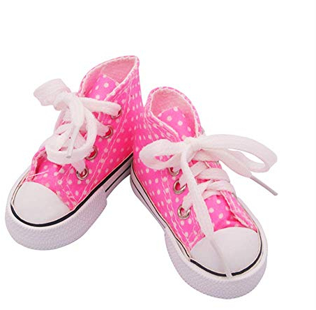 Aeromdale Puppenschuhe aus Segeltuch mit Schnürsenkeln für 60 cm große Puppen, BJD-Puppenzubehör, Spielzeug, Rosa, 1 Paar