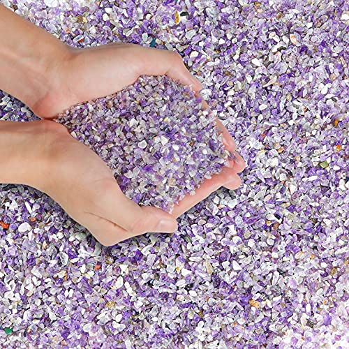 T4u Grava Decorativa de 2 LB (900g), Piedras para Maceta, Terrario, Acuario, Chips de Cristal de Cuarzo, Grava de Vidrio Triturado, Pequeños Guijarros para Plantas Suculentas Cactus Aderezo, Morado
