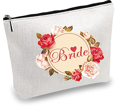 CREATCABIN Braut Leinwand Make-Up Taschen Kosmetische Mehrzweck-Stift-Etui Toilettenartikel Lustige Reisetasche Mit Reißverschluss Krankenschwester Survival Kit Hochzeit Urlaub Reisen 18x25cm