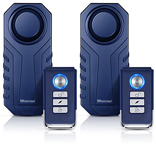 WSDCAM Bike Alarm with Remote 2 Pack, 113dB Wireless Anti-Theft Vibration Motorcycle Bicycle Alarm Vehicle Security Alarm System (Blue)