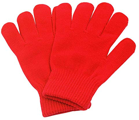 Snufeve Kinder volle Finger gestrickte Winter warme Handschuhe gemischte Farbe Strickhandschuhe, rot, Einheitsgröße