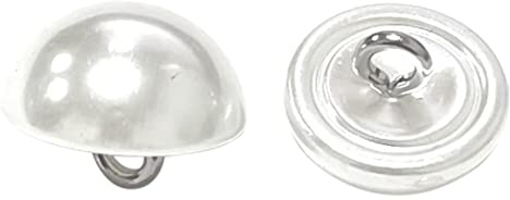 12 Stück weiße Knöpfe mit Pilzschaft, Perlen, Nähknöpfe aus Kunststoff, Metallschaft für Reparatur, Ersatz, 15 mm