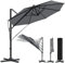 KESSER® Sonnenschirm Ampelschirm SUN Rund XL Ø330 cm Inkl. Abdeckung, 7-Fach Verstellbar Drehbar Neigbar Kippbar Groß 360° Drehbar Gartenschirm mit Kurbel Sonnenschutz UV50+ Anthrazit