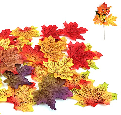 150 Stück künstliche Herbst Ahornblätter, 8 cm simulierte Ahornblattpflanze, Innenzimmer Klassenzimmer Party Dekoration für Hochzeiten, Fotoszene Requisiten, Herbstpartys, Kunstalben
