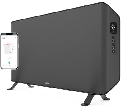 Duux Edge Smart 1500W Elektroheizung Energiesparend - Elektro Konvektor Heizung Elektrisch - Heizlüfter Badezimmer - Heizkörper mit Thermostat - Elektrische Heizgeräte für Räume bis zu 20m² - Grau