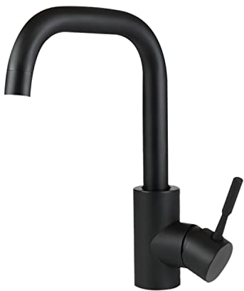 Mursche Wasserhahn Bad Waschtischarmatur Waschbecken - Schwarz Matt Armatur 360°Drehbar Kalt Warmwasserhahn Hochdruck Mischbatterie Badarmatur Waschbeckenarmatur für Badezimmer WC Spüle Küche