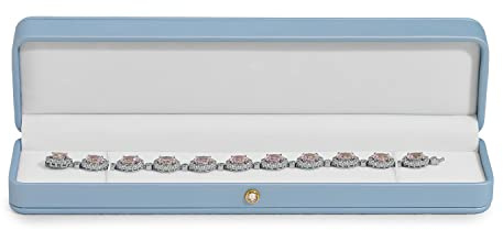 Oirlv Luxury Blue Necklace Box with Microfiber Lining Long Chain Storage Case for Gifts Weddings & Home Organisation Elegant 21.5x5.5x3.5cm Pendant Gift Box