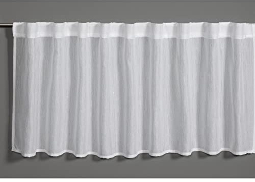 GARDINIA Bistro-Gardine mit verdeckten Schlaufen, Transparent, Lichtdurchlässig, Scheibengardine, Jacquard-Voile, 140 x 45 cm, Weiß