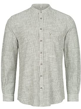 Nübler Trachtenhemd Herren - Langarm Hemden im Landhausstil, Slim Fit - Moderne bayrische Tracht, Hemd Pankraz Grün, Größe:L