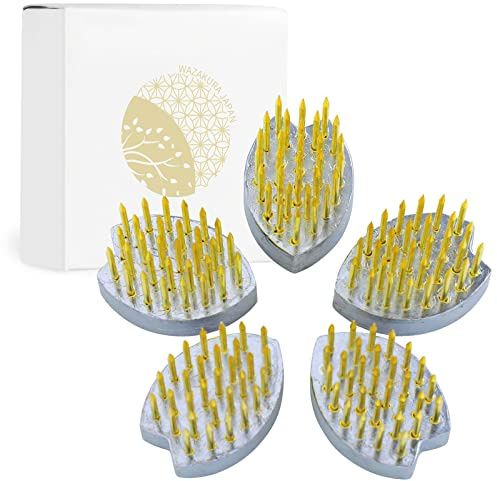 Wazakura Set di 5 Pezzi Sakura Blossom Kenzan, Realizzato in Giappone, Mini Ikebana per Composizioni Floreali, Accessori per Arrangiamento dei Fiori - 5 Kenzan Fior di Ciliegio